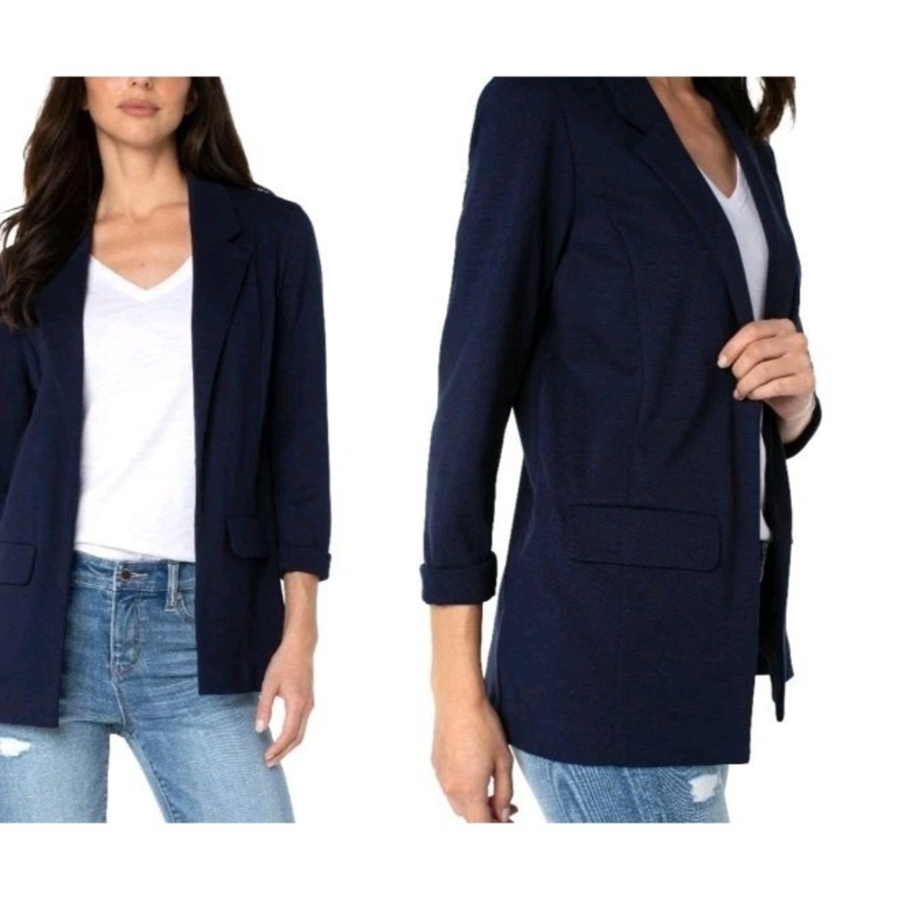Liverpool Los Angeles M Boyfriend Blazer Cadet Blue Open Ponte Knit Career Ponte